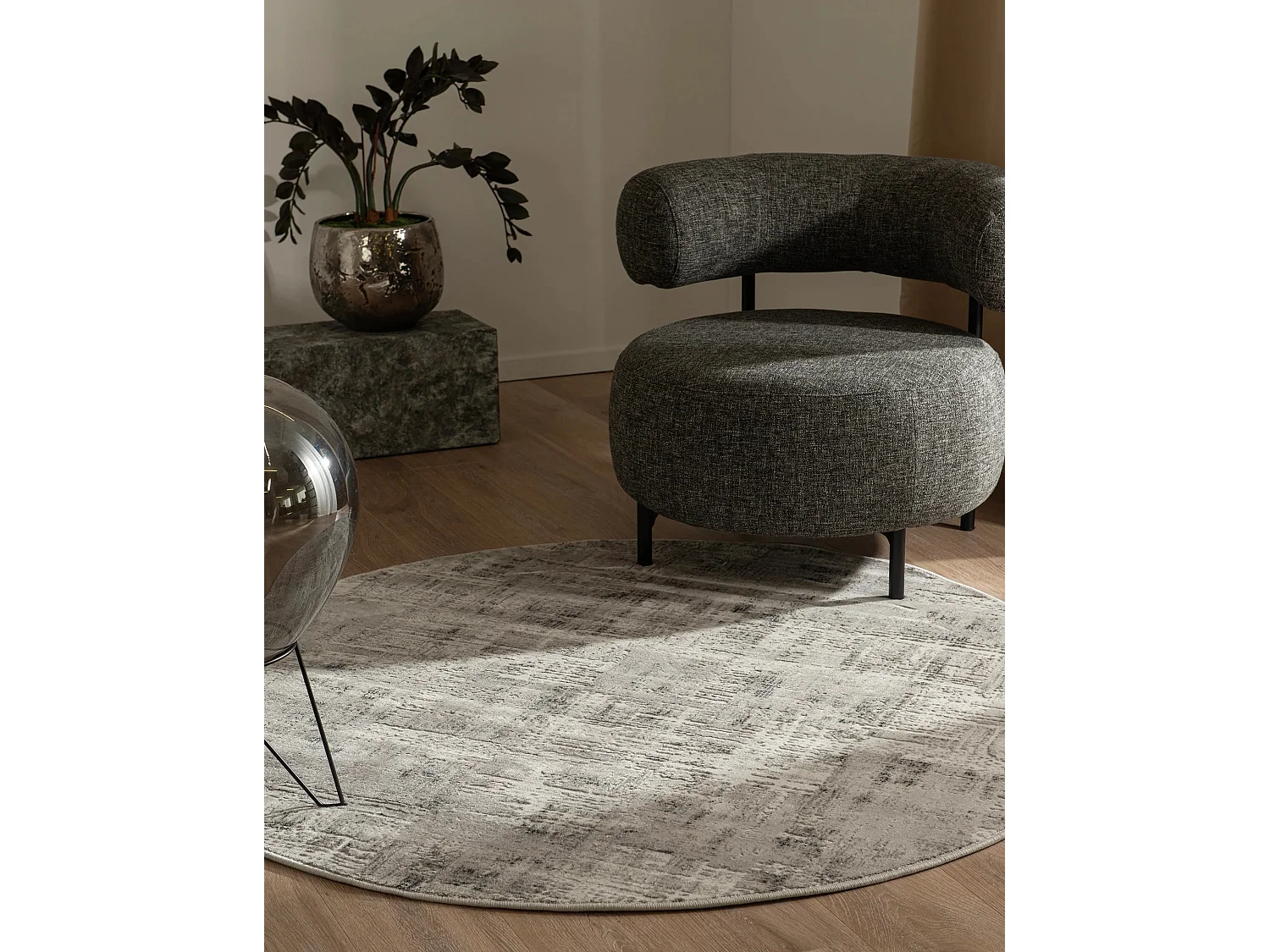 Teppich 160x160 Grau Davos Miracle