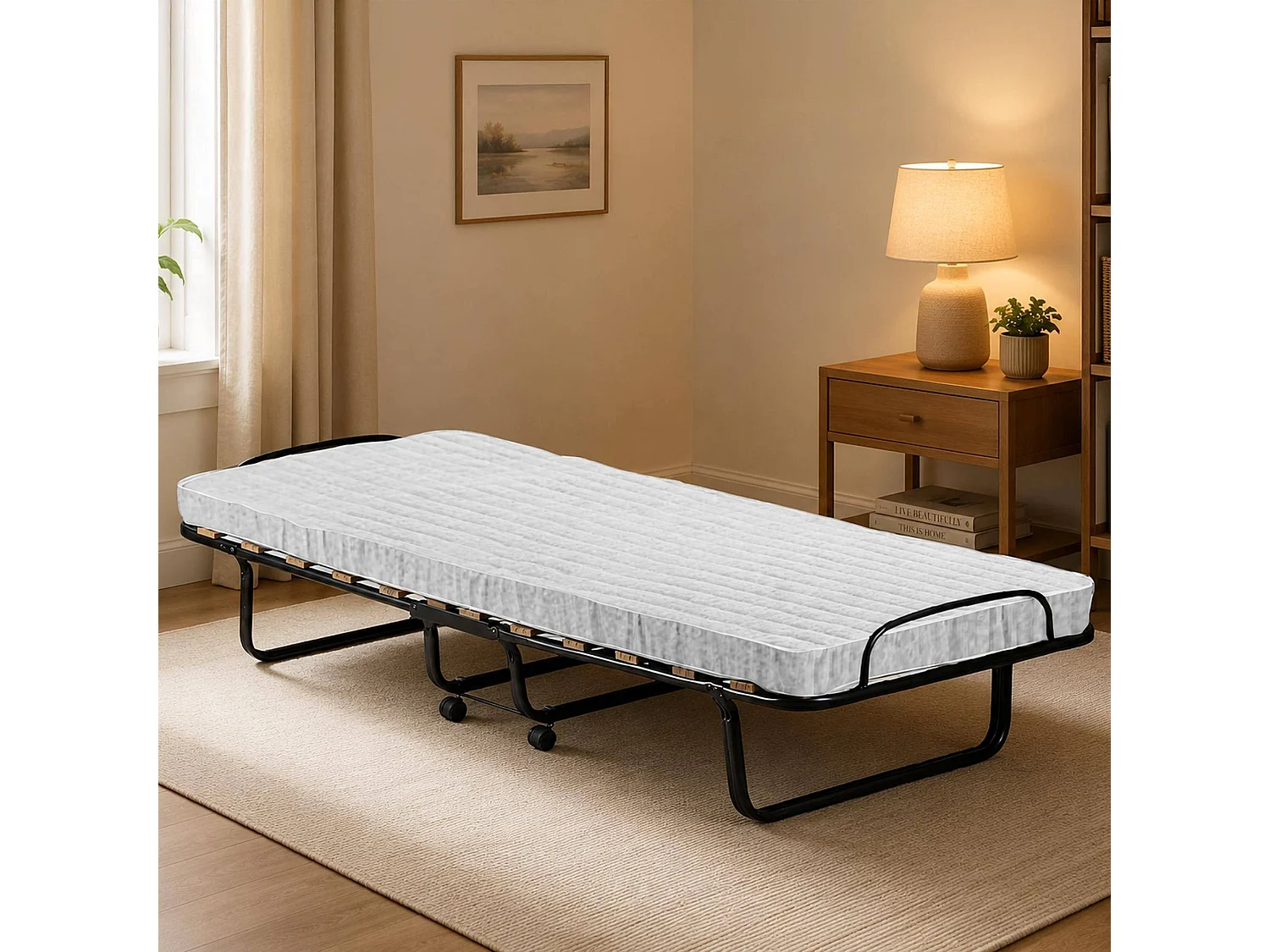 Klappbett Dpiate, Feldbett mit 15 Lattenrosten, inklusive Matratze, platzsparendes Bett, 100% Made in Italy, 80x190h39 cm, Anthrazit, inklusive Schutzhülle