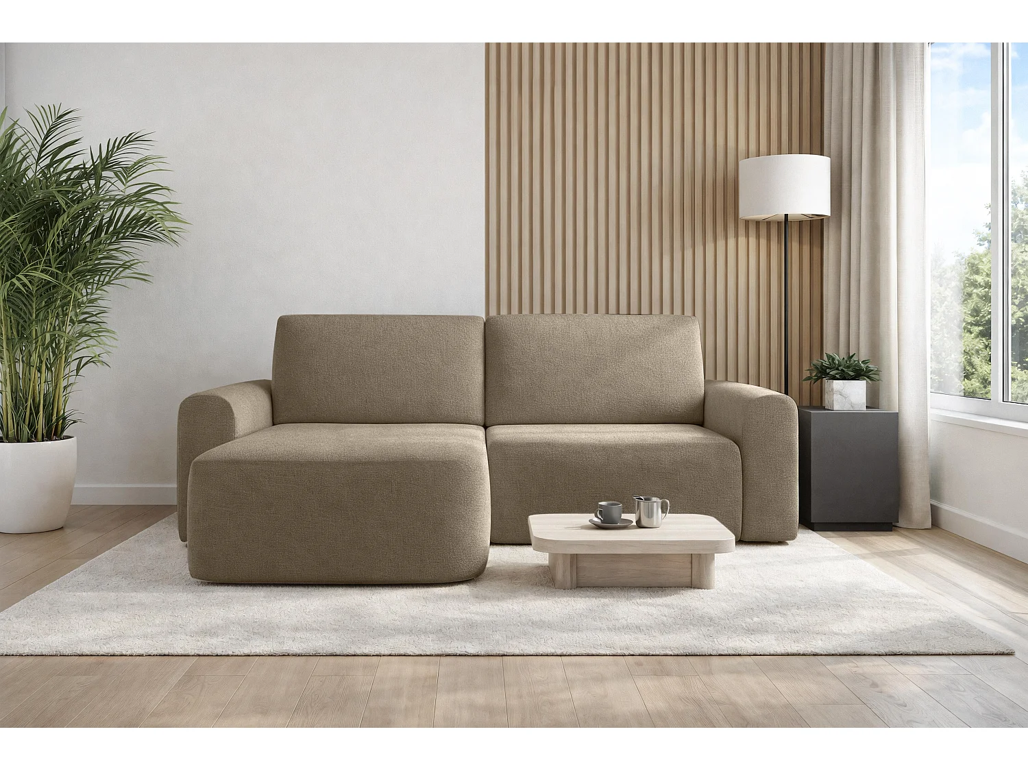AX LIVING Sofa 250 cm Breit mit Schlaffunktion Otterton in Braun