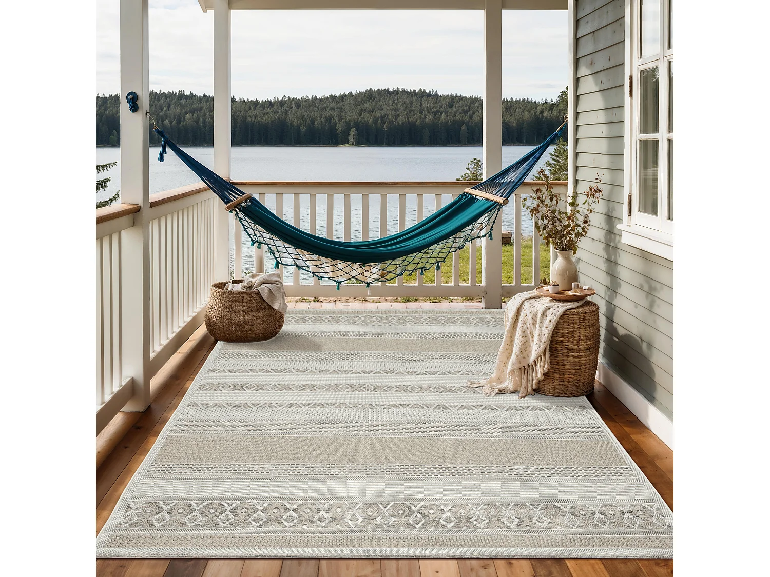 Teppich Indoor Outdoor Modern - Beige - 240 x 340 cm
