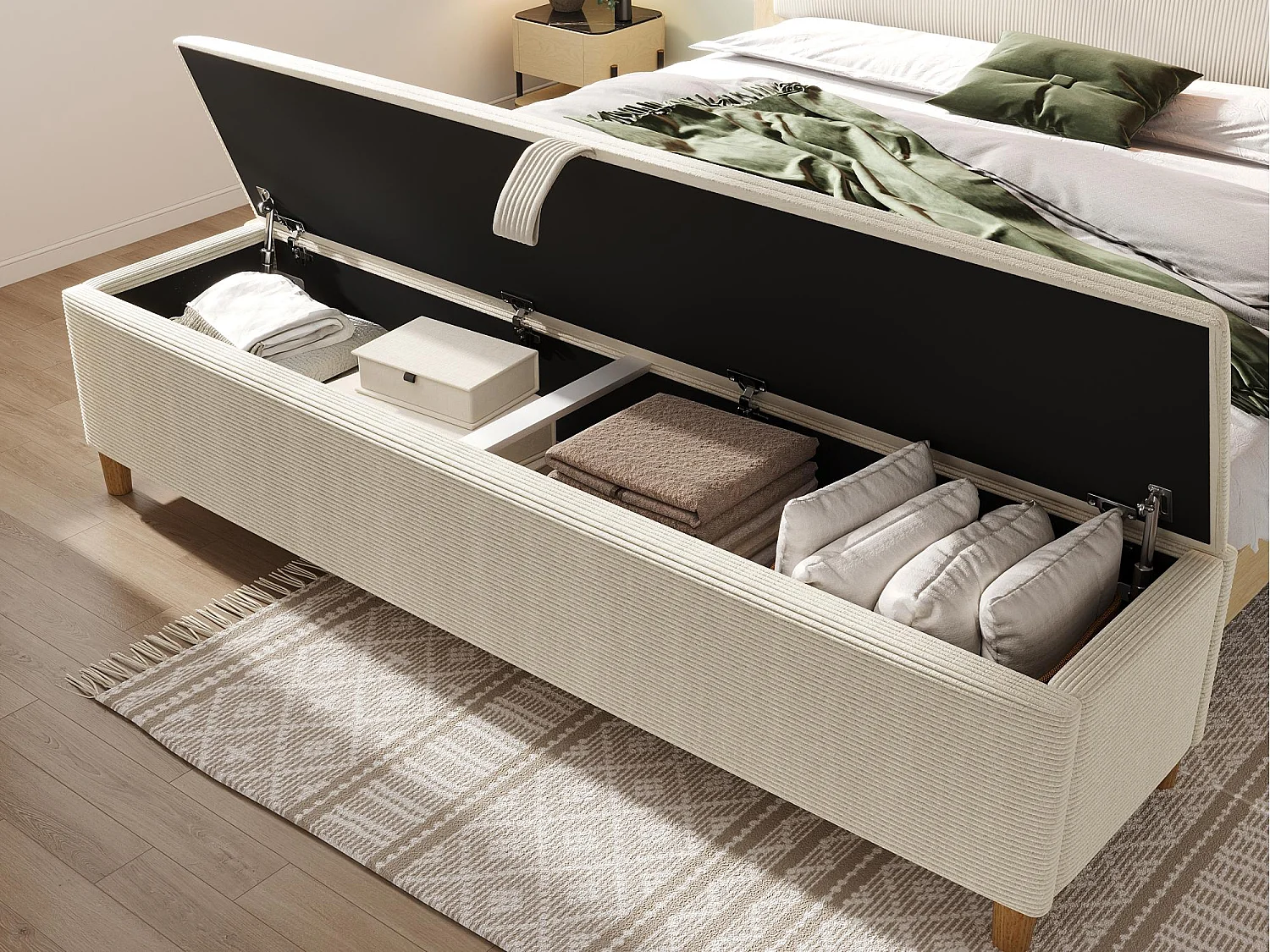 Gepolsterte Sitzbank mit Stauraum 175x38x46cm - Samt