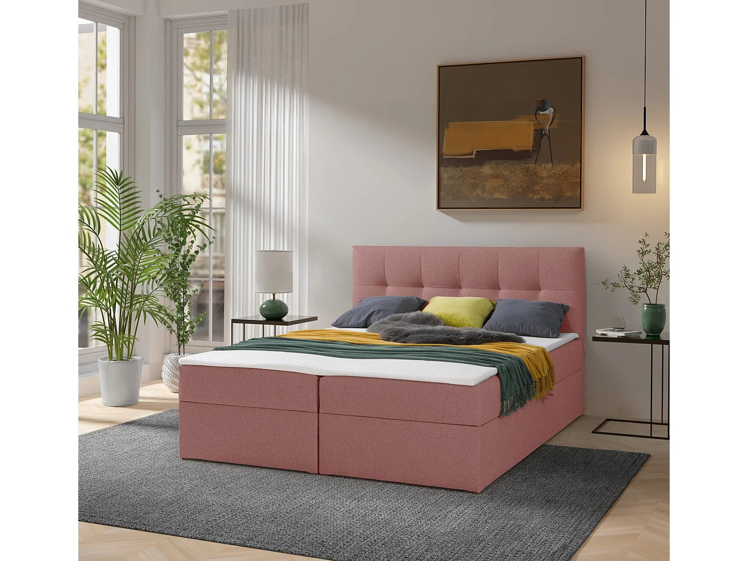 Boxspringbett toronto - 180x200 cm rosa herbi 70
