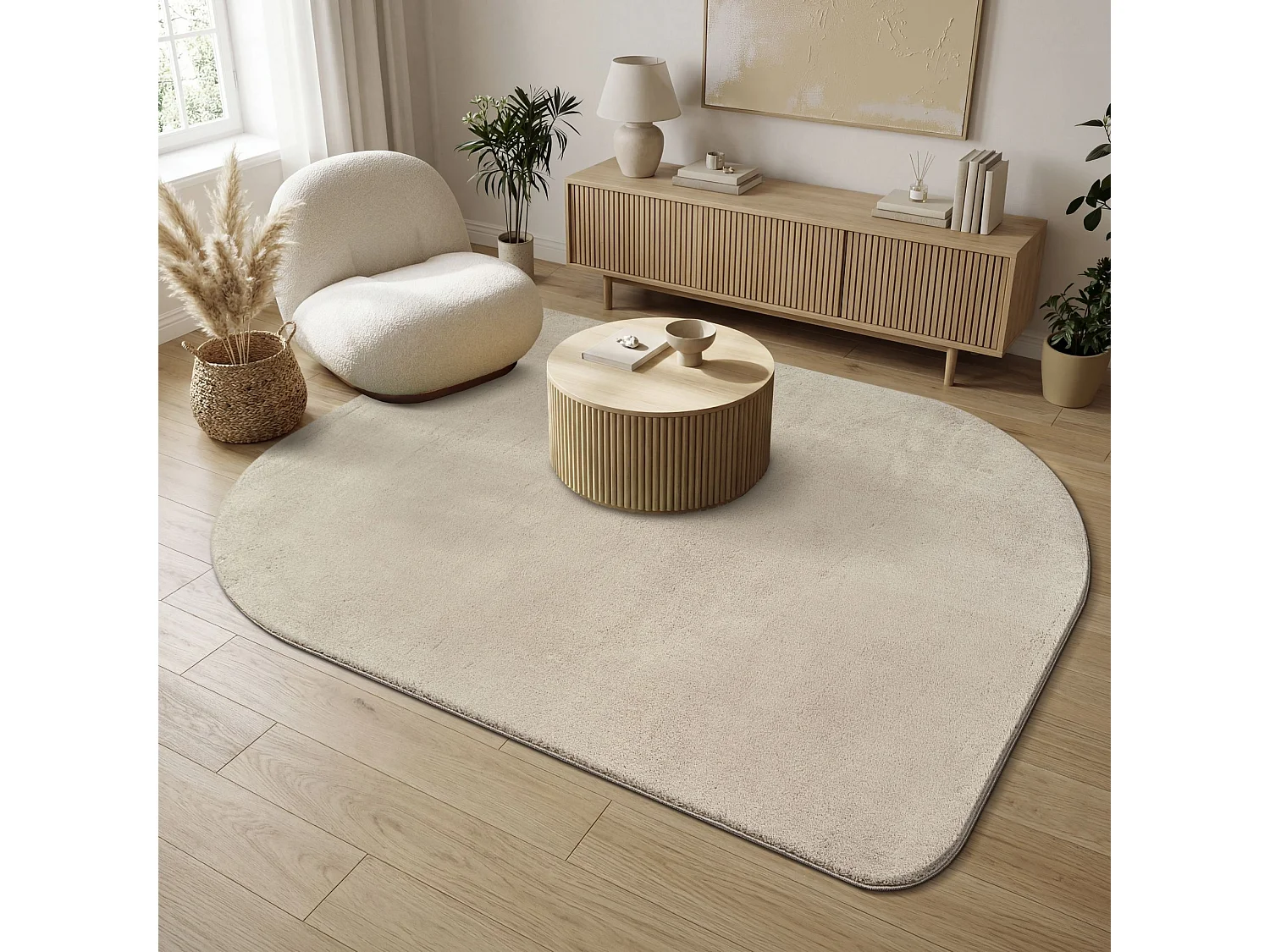 Teppich modern anti-rutsch waschbar, beige, 160 x 220 cm