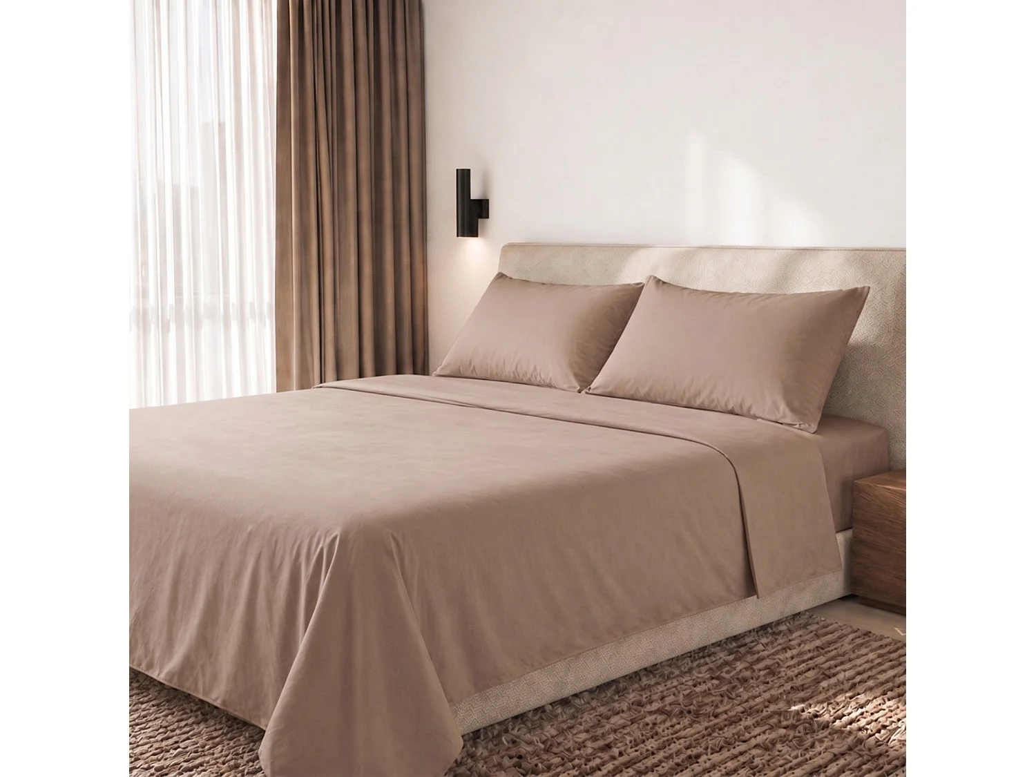 Bettwäsche-Set 120 cm 100% Baumwolle Perkal 200 Fäden Mokka