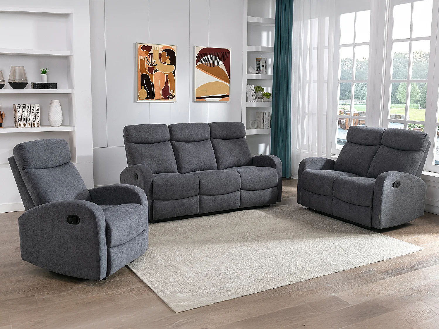 Couchgarnitur Relax 3+2+1 - Stoff - Grau